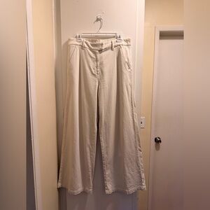 American Eagle Stretch Wide-Leg Trouser | Cream | Size 12